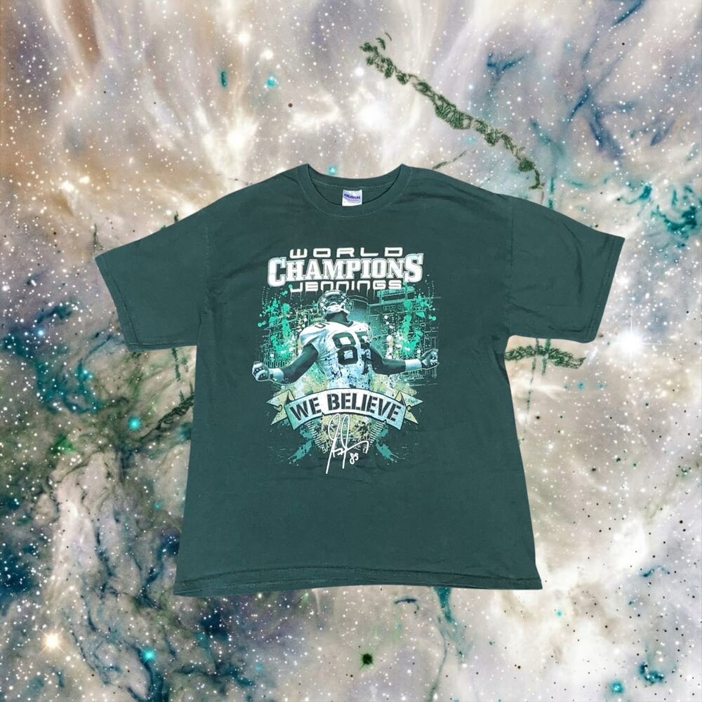 Vintage Greg Jennings 85 Green Bay Packers World Champions T Shirt Mens L